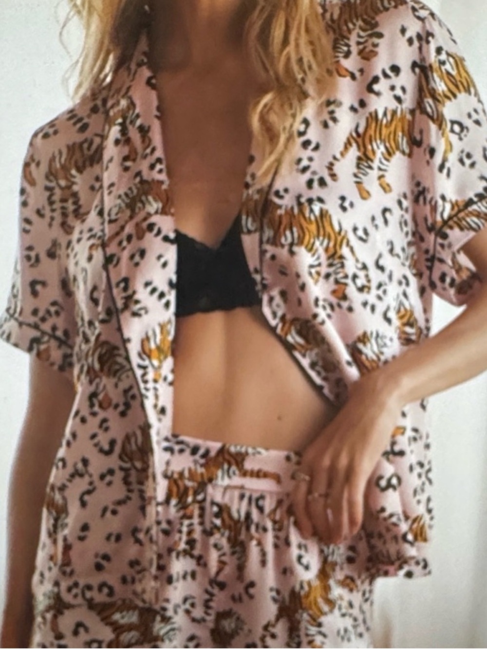 Anthropologie Silky Animal Print Pajama Top Size large